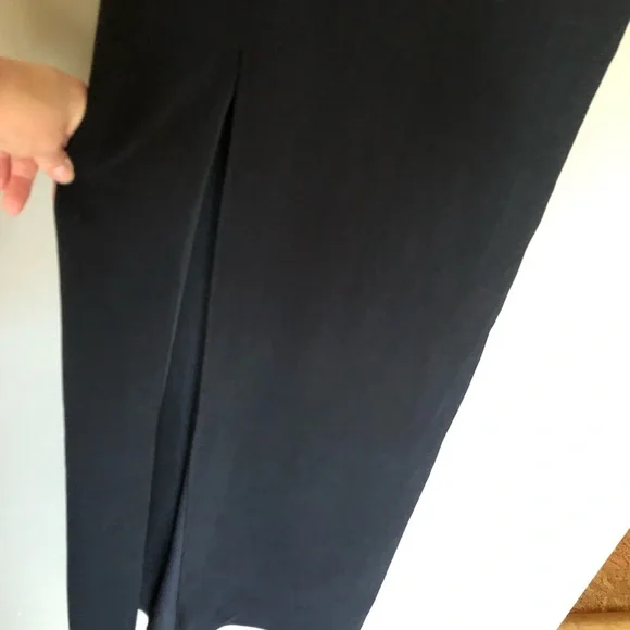 HALSTON HERITAGE Black + Silver Strapless Deep V Formal Maxi Gown Dress Size 6 - Picture 10 of 11